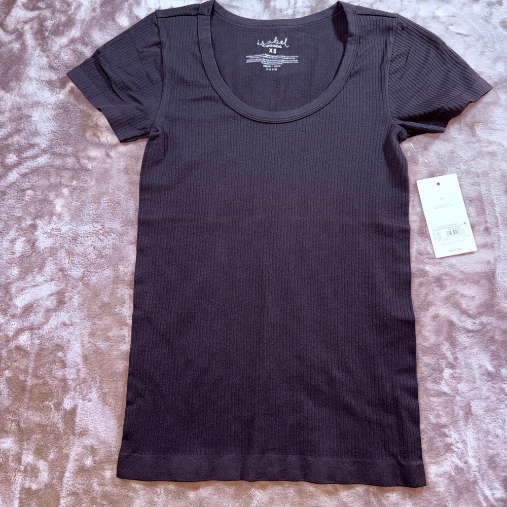 Isabel by Ingrid & Isabel Maternity Tee Women XS Black NEW Seamless Ribbed Scoop